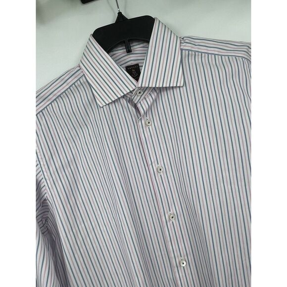 Robert Talbott Men's Long Sleeve Button Up‎ Shirt Size M Pink/blue Striped - Picture 1 of 4
